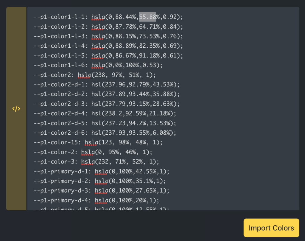 import color variables